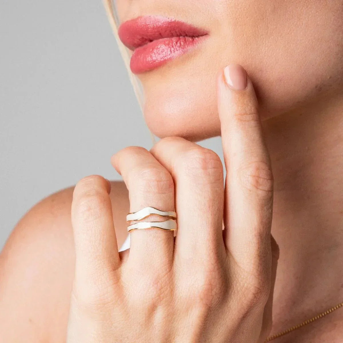 Adjustable Abstract Mother-of-Pearl Ring