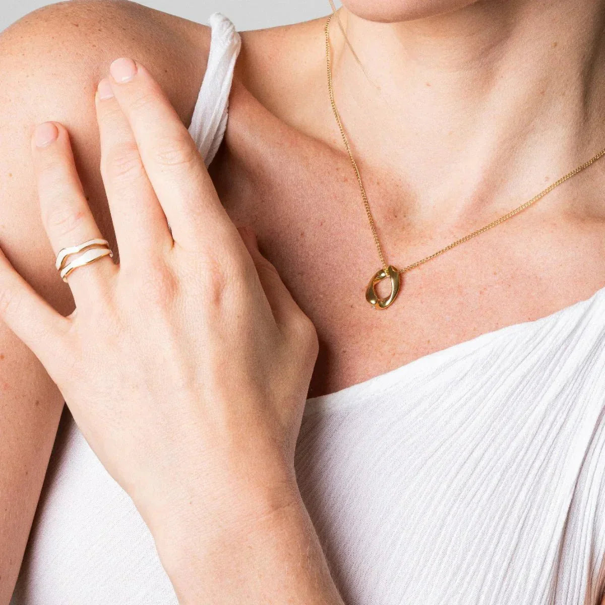 Adjustable Abstract Mother-of-Pearl Ring