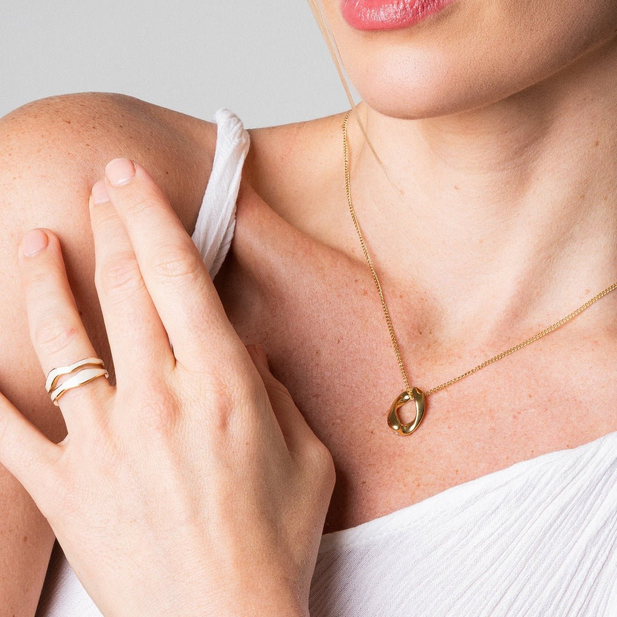 Adjustable Abstract Mother-of-Pearl Ring