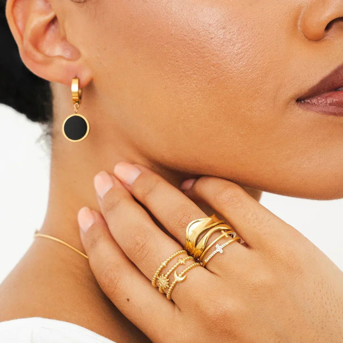 Noir Gold Plated Dangle Earrings