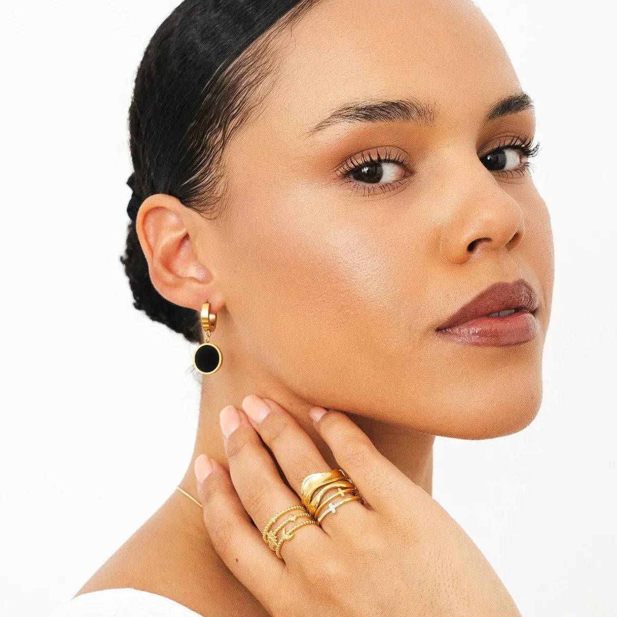 Noir Gold Plated Dangle Earrings