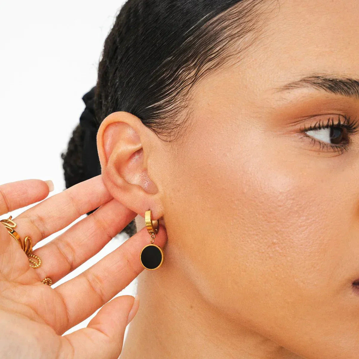 Noir Gold Plated Dangle Earrings