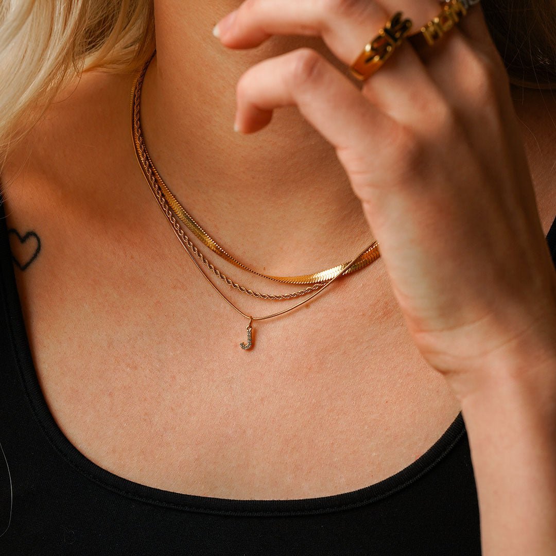 Initial Letter Necklace with Cubic Zirconia