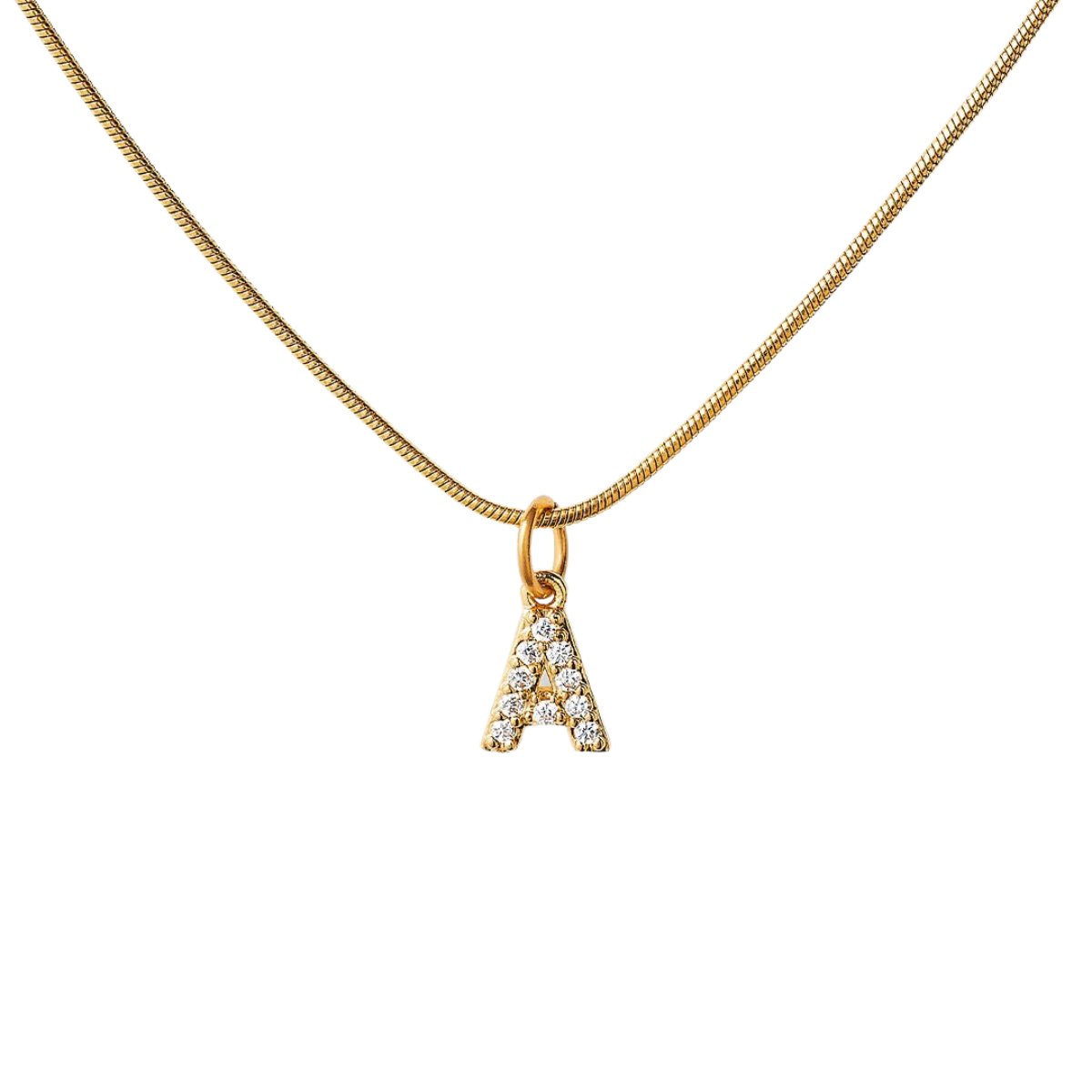 Initial Letter Necklace with Cubic Zirconia