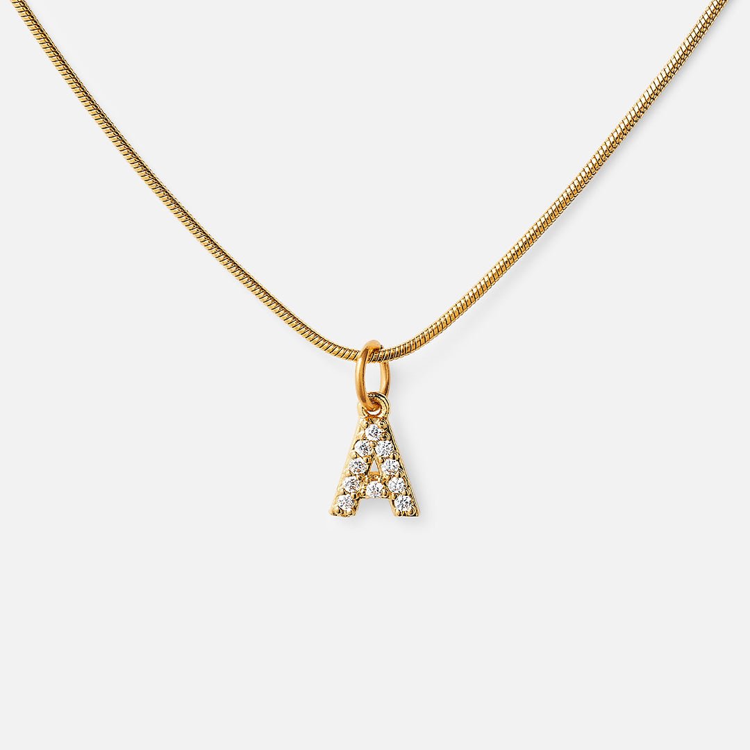 Initial Letter Necklace with Cubic Zirconia