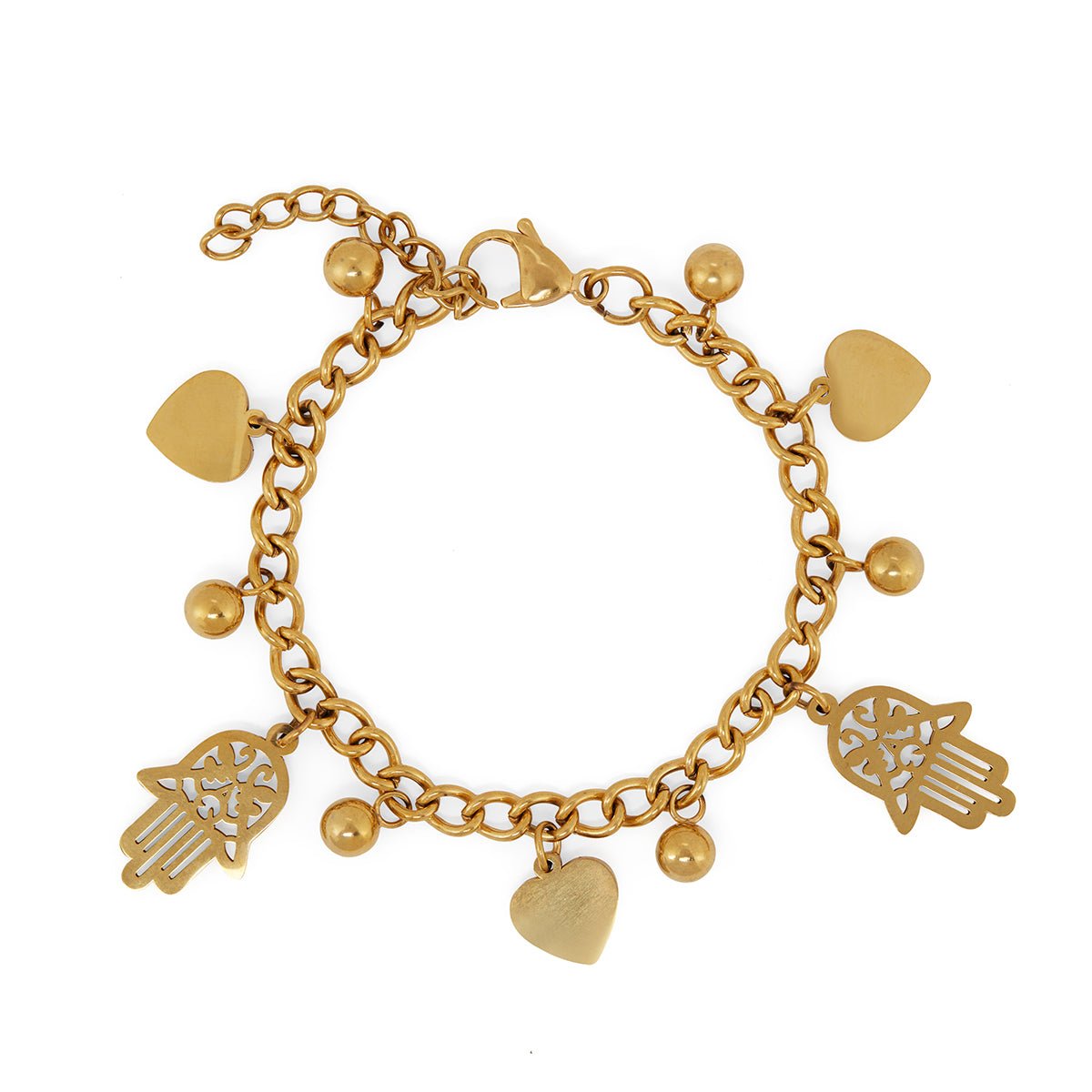 Link Bracelet Heart and Hamsa